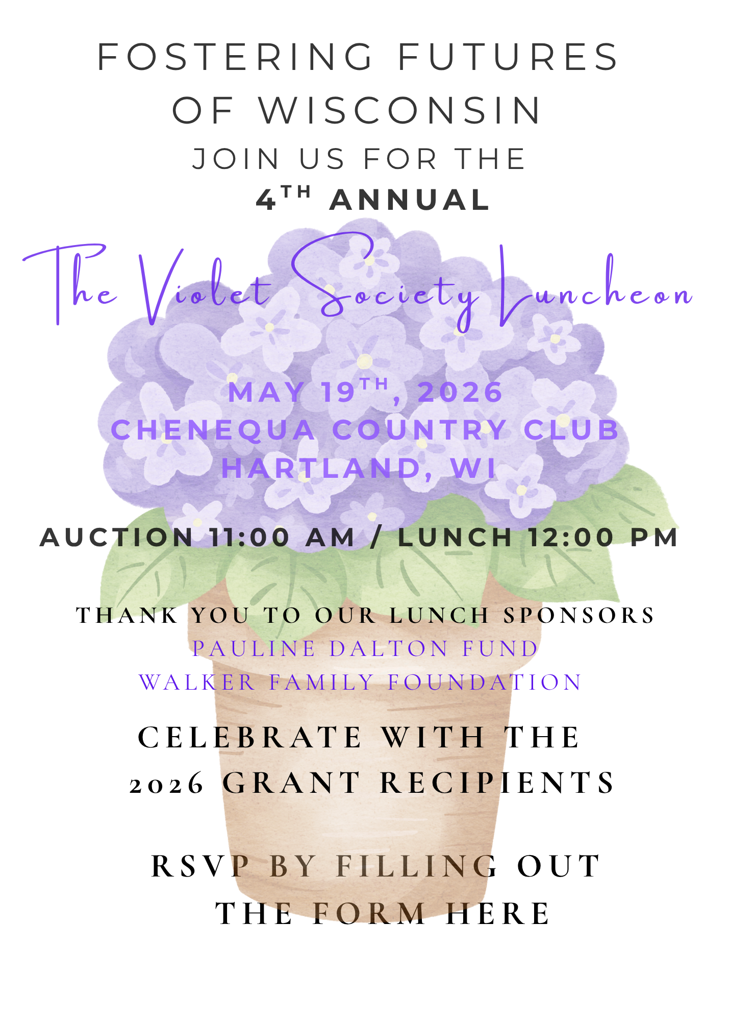 Print invite for May 19, 2026 Violet Society Luncheon